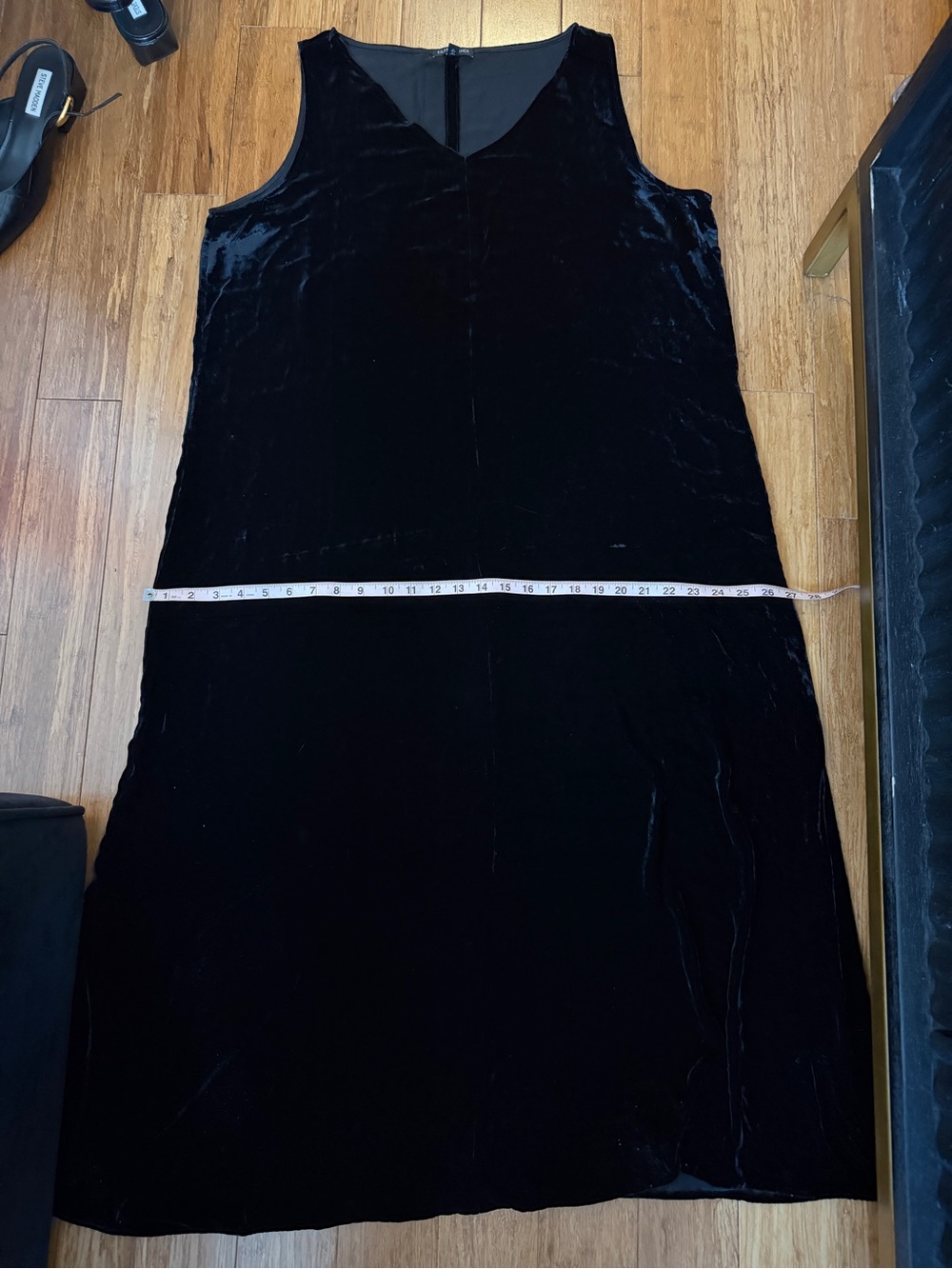 Eileen Fisher Sleeveless Black Velvet Midi Dress Size XL - Picture 8 of 8